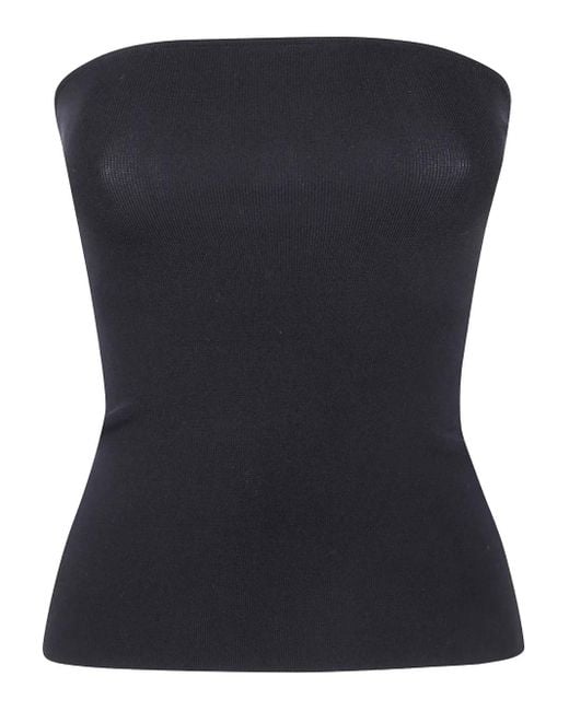 Entire studios Blue Ribbed-Knit Strapless Top