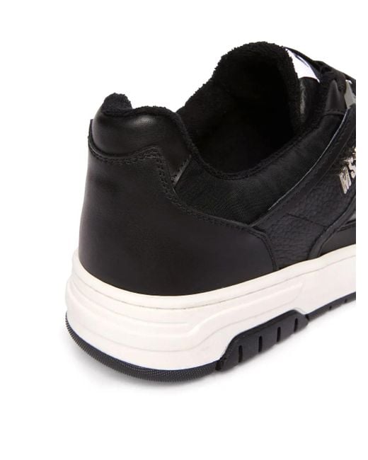 MSGM Black Panelled Leather Sneakers for men