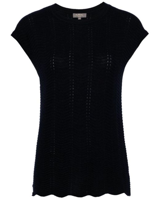 Haut à coutures ondulées N.Peal Cashmere en coloris Black