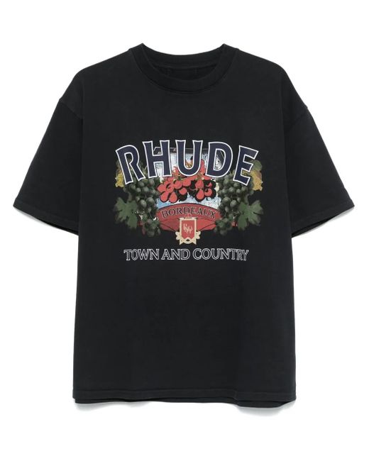 Rhude Black Town And Country Printed T-Shirt for men