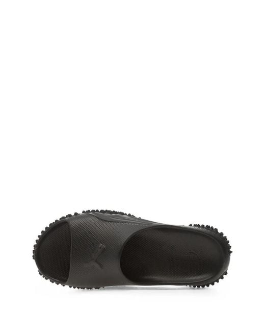 PUMA Black Mostro Debossed-Logo Slides