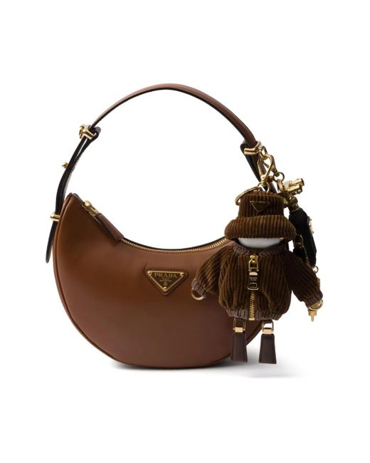 Prada Brown Corduroy Charm Keychain