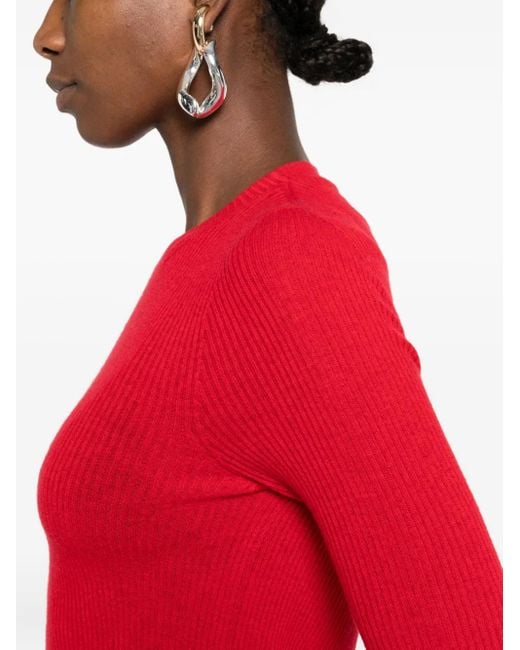 Fabiana Filippi Red Ribbed Short-Sleeve Top