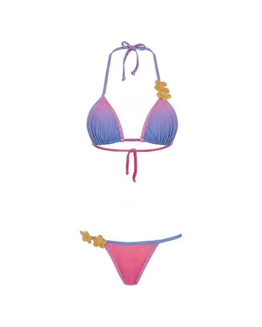 Amir Slama White X Tati Barbieri Floral-Embellished Gradient Bikini