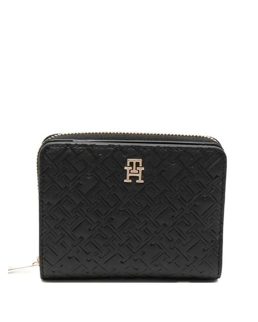 Tommy Hilfiger Black Portefeuille À Motif Imprimé