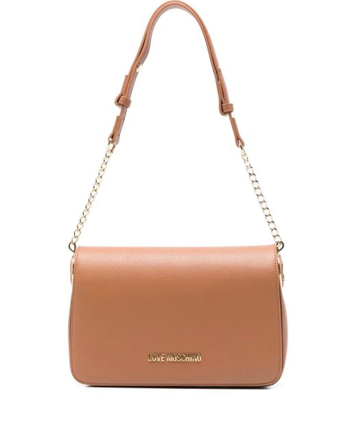 Love Moschino White Logo-Plaque Shoulder Bag
