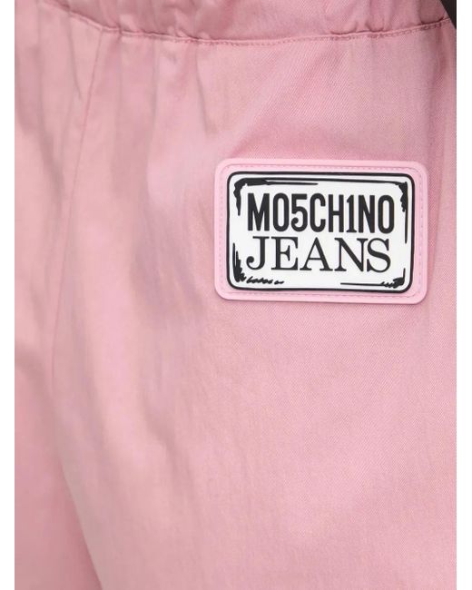 Moschino Pink Logo-Appliqué Drawstring Shorts