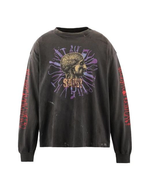 SAINT Mxxxxxx Gray Head Graphic-Print Sweatshirt for men