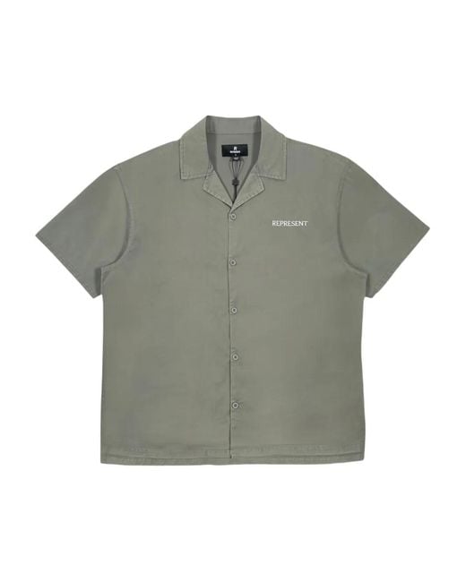 Represent Gray Script Camp Collar Shirt for men
