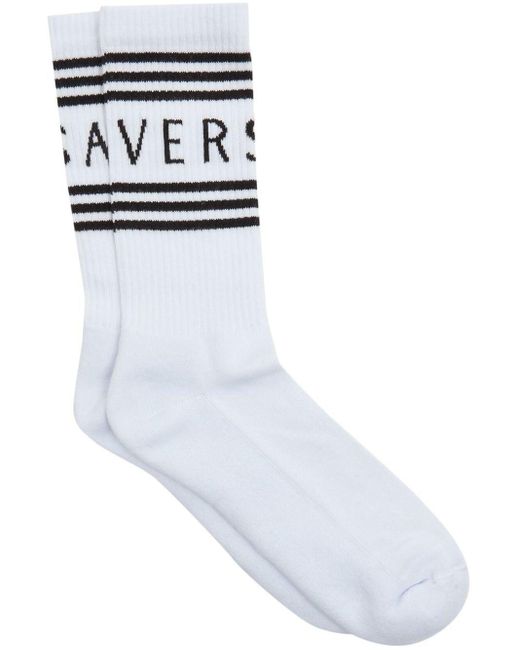 Versace White Intarsia-knit Ankle Socks