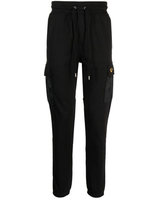 True Religion Logo embroidered Track Trousers in Black for Men