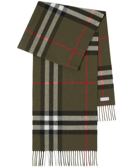 Burberry Green Vintage Check Cashmere Scarf