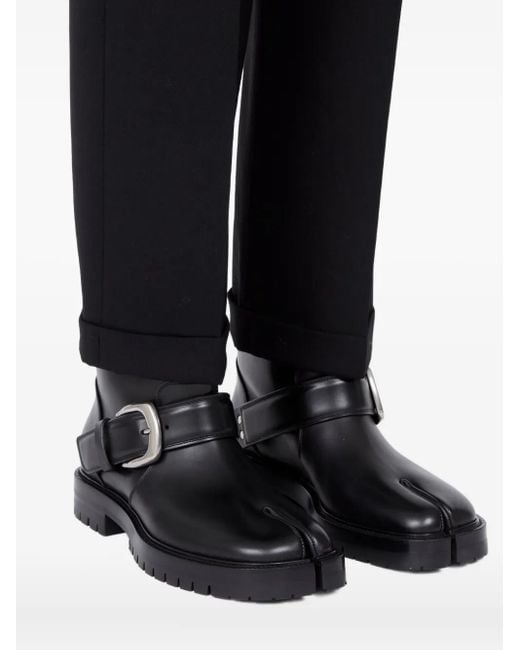 Maison Margiela Black Tabi County Buckle Ankle Boot for men