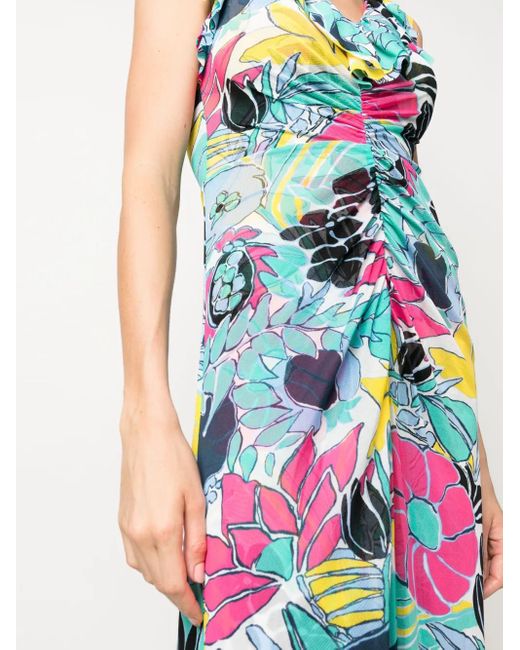 Diane von Furstenberg White Floral-Print Ruffle-Collar Dress