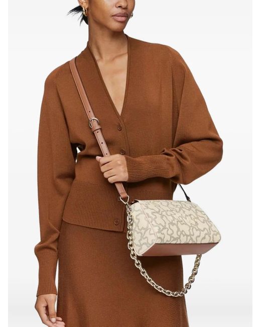 Tous White Kaos Chain-Strap Logo-Print Shoulder Bag