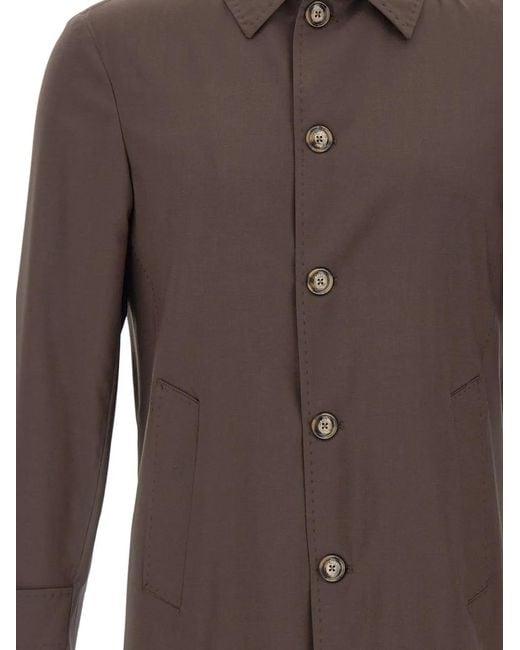 Barba Napoli Brown Bristol Single-Breasted Coat for men