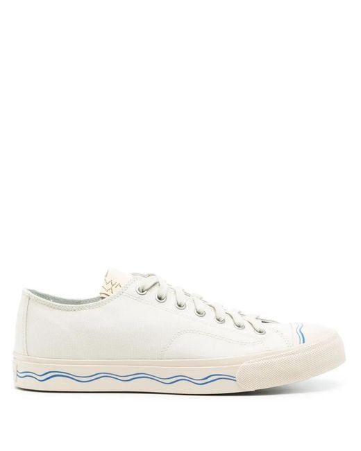 Visvim White Wave-Print Sneakers for men