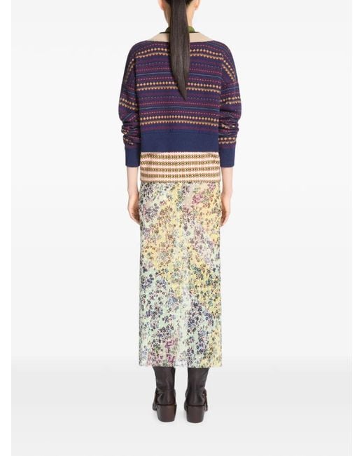 Dries Van Noten White Jacquard Midi Skirt