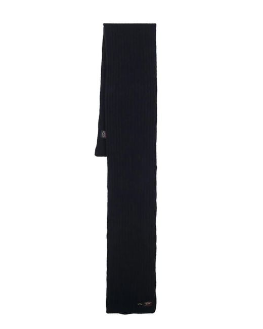 Paul & Shark Blue Logo-Patch Knit Scarf for men