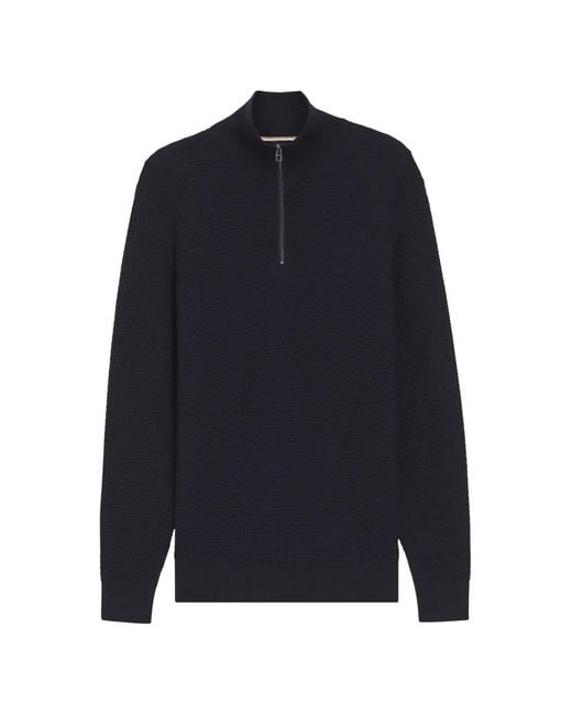 Boss Blue Half-Zip Sweater for men