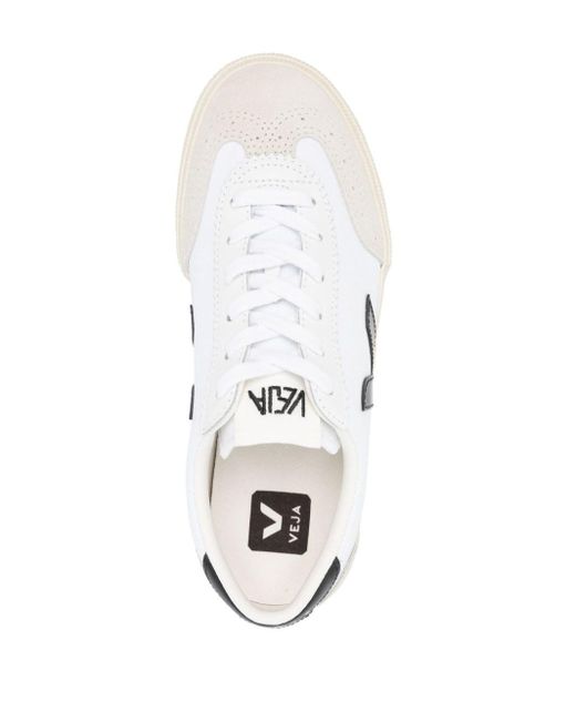 Veja White V-10 Panelled Sneakers