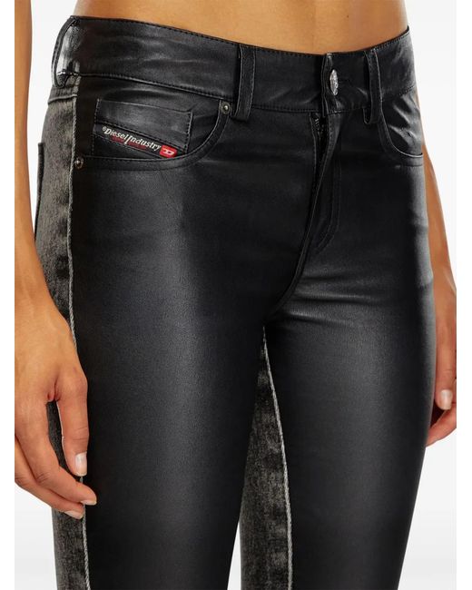 DIESEL Black Contrast-Panel Flared Trousers