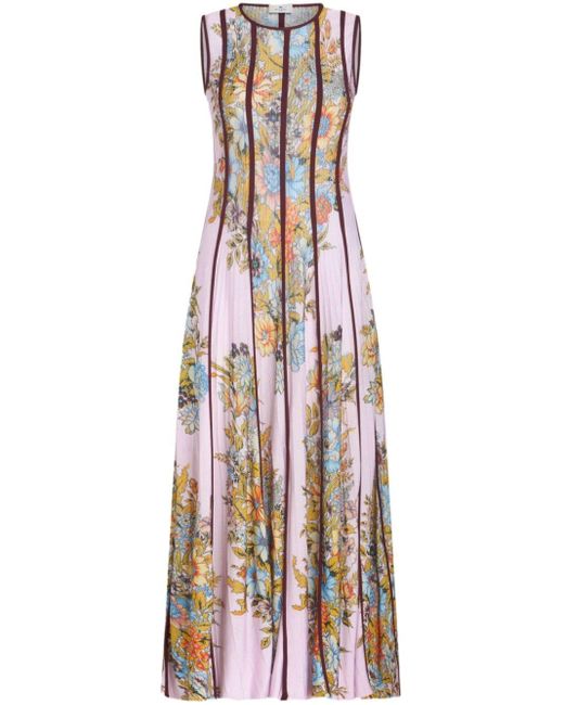 Etro White Floral-print Knitted Maxi Dress