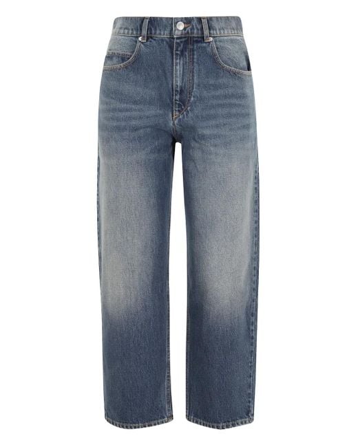 Isabel Marant Blue Faded-Effect Pocket Jeans