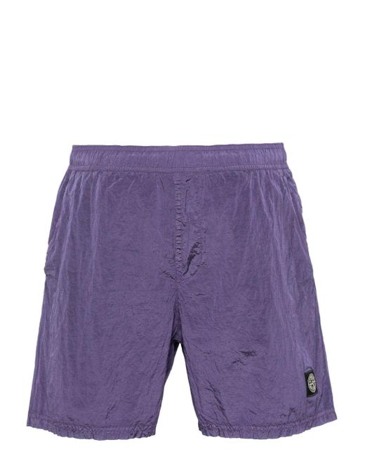 Stone Island Purple Compass-appliqué Swim Shorts for men