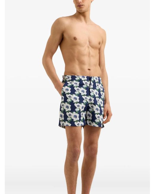 Orlebar Brown Blue Bulldog Floral-Print Swim Shorts for men