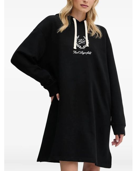 Abito Con Ricamo Logo E Cappuccio di Karl Lagerfeld in Black