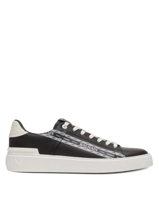 Balmain Multicolor B-Court Chain Logo Calfskin Low-Top Sneakers for men