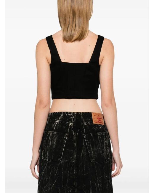 Amiri Black Crystal-Embellished Corset Top