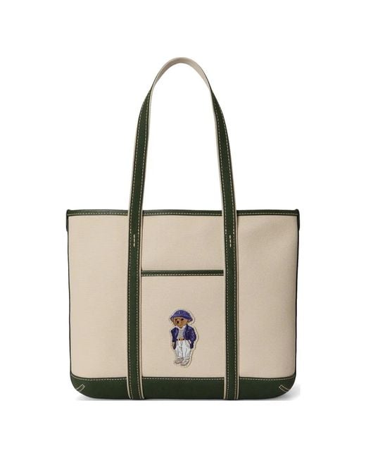 Polo Ralph Lauren Natural Small Canvas Polo Bear Shopper Tote