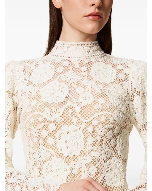 Twinset Natural Floral Crochet Mini Dress