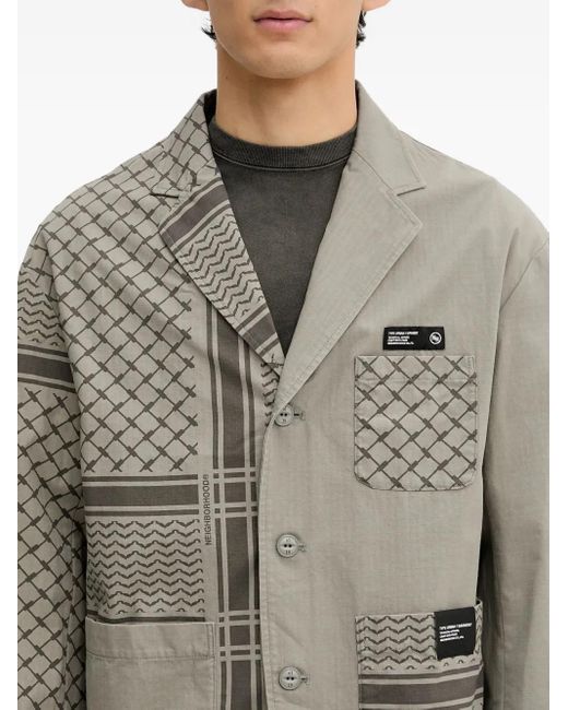 Neighborhood Gray Shemagh Patchwork Blazer for men