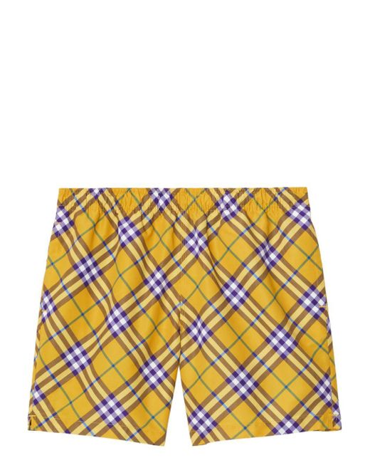Burberry Yellow Check-print Swim Shorts for men