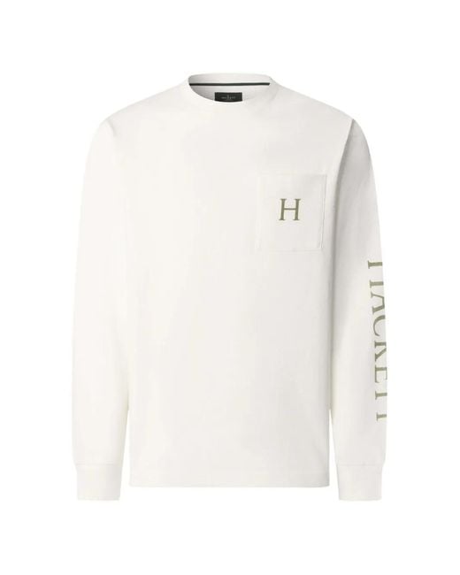 Hackett White Logo-Print Pocket T-Shirt for men
