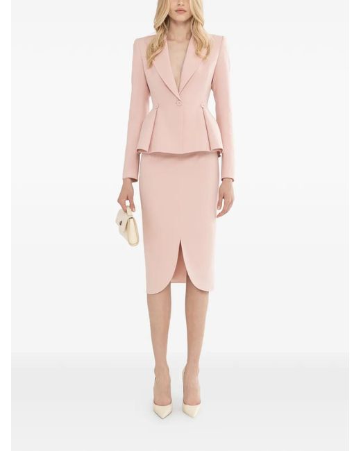 Nissa Pink High-Waisted Pencil Midi Skirt