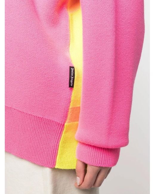 Palm Angels Pink Palm-Tree Intarsia-Knit Jumper