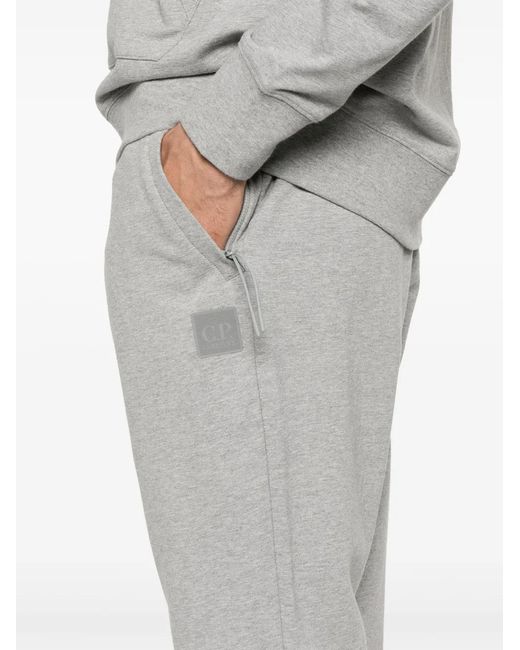 C P Company Gray Fleece Logo Sweatpants for men