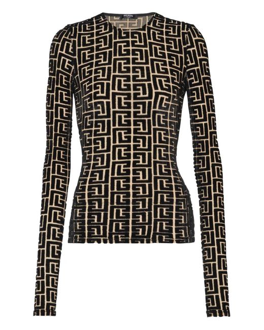 Top Con Monograma Balmain de color Black