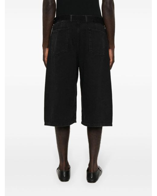 Lemaire Black Twisted Denim Shorts for men