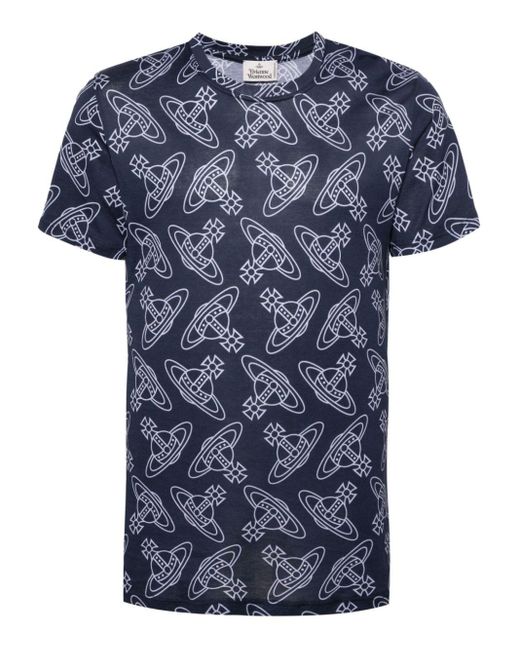 T-shirt en coton à imprimé Orb Vivienne Westwood pour homme en coloris Blue