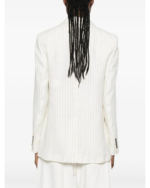 Max Mara White Linen Single-Breasted Jacket