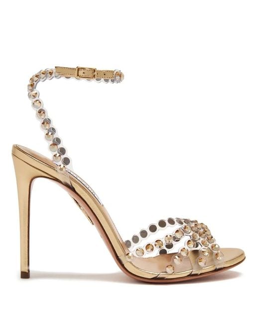 Aquazzura Metallic Tequila Crystal Embellished Sandals