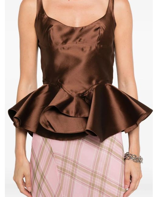 Marques'Almeida Brown Mikado Corsage mit Schößchen