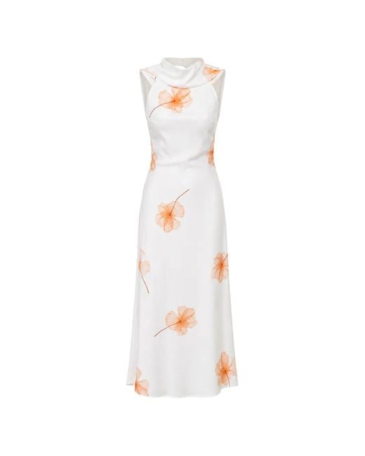 Mar De Margaritas White Floral-Print Midi Dress