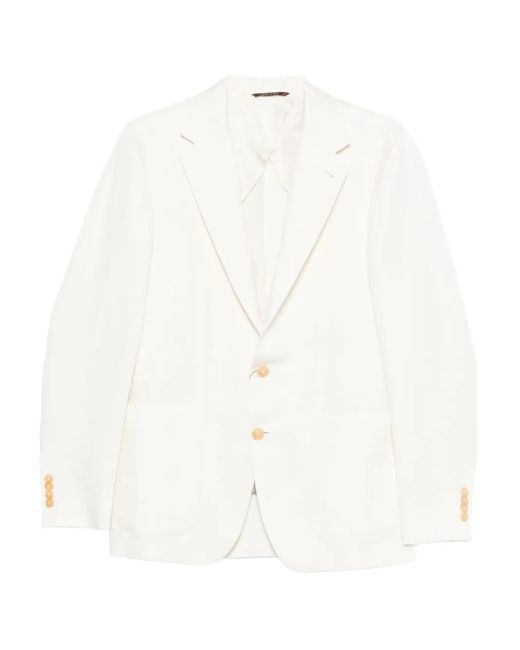 Blazer con botones y bolsillos de parche Canali de hombre de color White