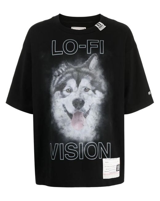 Maison Mihara Yasuhiro Black Graphic-Print Cotton T-Shirt for men